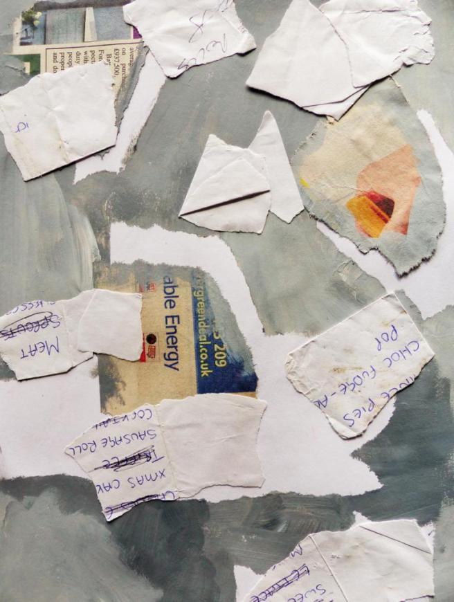 Fundstück: Ein Einkaufszettel. Collage: Elodie Cruz